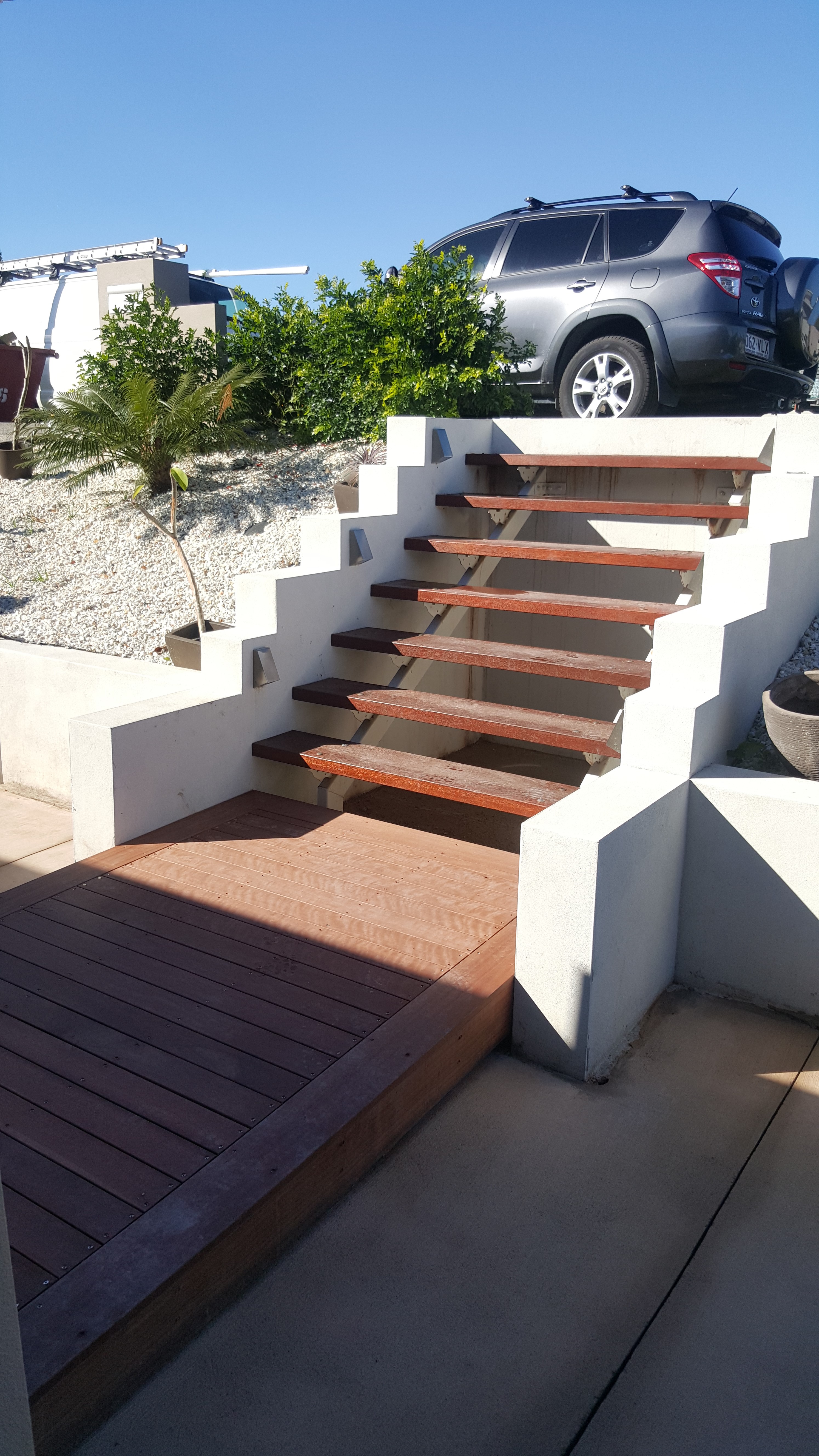 Merbau tread stringer steps