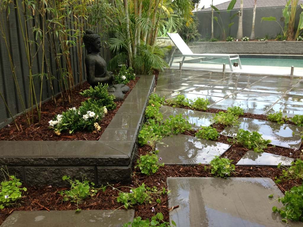 Concrete 600mm pavers with native Violet surrounds